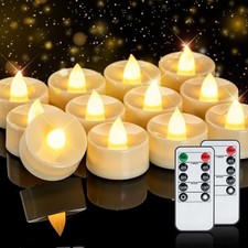 24 Pcs Flameless LED Tea Lights with Remote Timer Realistic Flickering