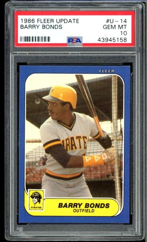 Barry Bonds Rookie Card 1986 Fleer Update #U-14 PSA 10