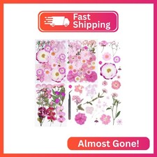 92Pcs Pink Dried Pressed Flowers for Crafts,Xinxinran Dry Flowers Kit for Resin