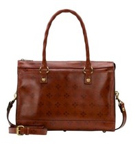 Patricia Nash Josselin Tooled Leather Satchel Bag-Tan Signature priny-NWT- 220