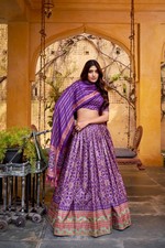 Women Pichwai Print Lehenga Choli Silk Ready to Wear Indian Wedding Party Ghagra