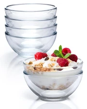 5 Inch Mini Glass Bowls Set of 6, Tempered Glass Snack Bowls for Kitchen Micr...