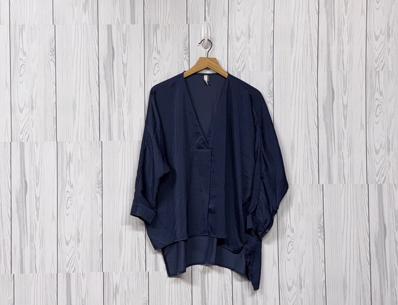 Glam blouse womens size small long sleeve solid navy pullover top