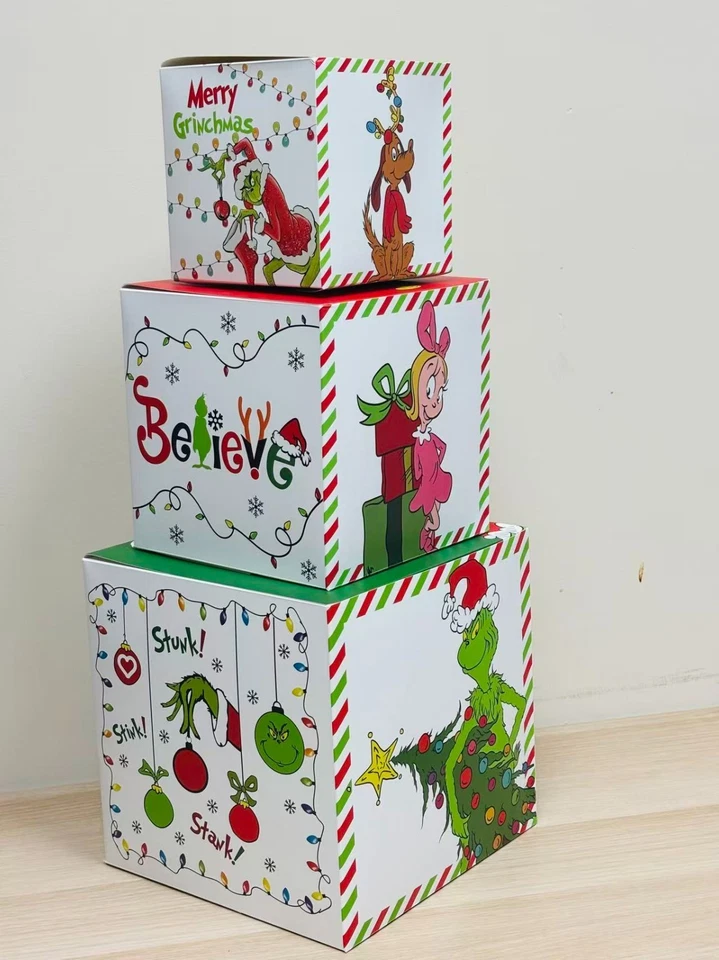 3Pcs Christmas Nesting Gift Boxes with Lids,white XmasTree Boxes for Holiday Gif - Image 3 of 4