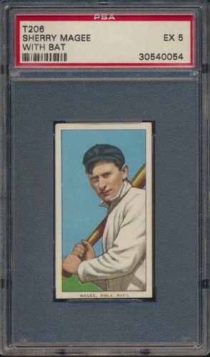 1909 T206 POLAR BEAR SHERRY MAGEE WITH BAT PSA 5 EX POP 4 ONLY 1 HIGHER