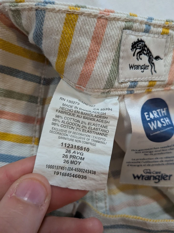 Pantalones Cortos Wrangler Arco Iris Rayas Cintura Alta Talla 26 Mezcla Algodón Foto 4 de 4