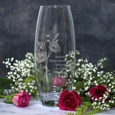 Personalised Bullet Vase Engraved Bunch of Flowers Womens Gift Christmas