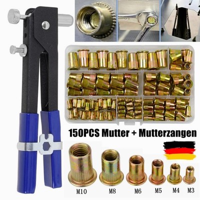 300/150-tlg Blindnietmuttern Set Stahl M3-M10 Gewindeniete Einziehmutter Box DHL