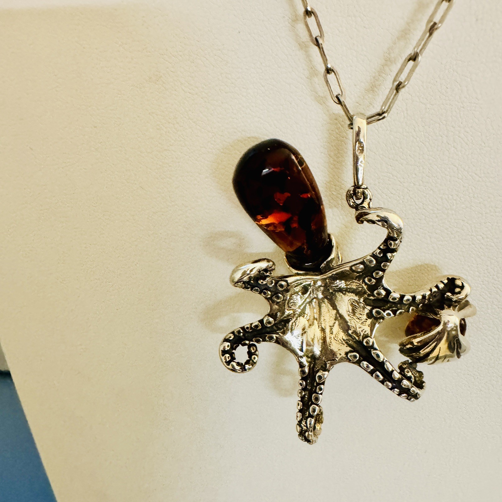 Large Statement Sterling Silver Baltic Amber Octo… - image 7