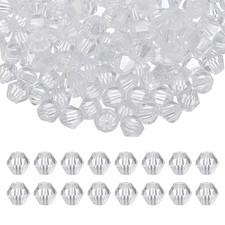 4mm Bicone Crystal Beads, 400 Pcs Glass Faceted Spacer Bead, Clear
