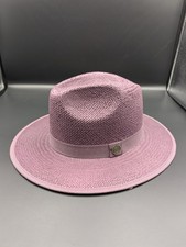 Bruno Capelo Natural Straw Fedora Hat Purple ...