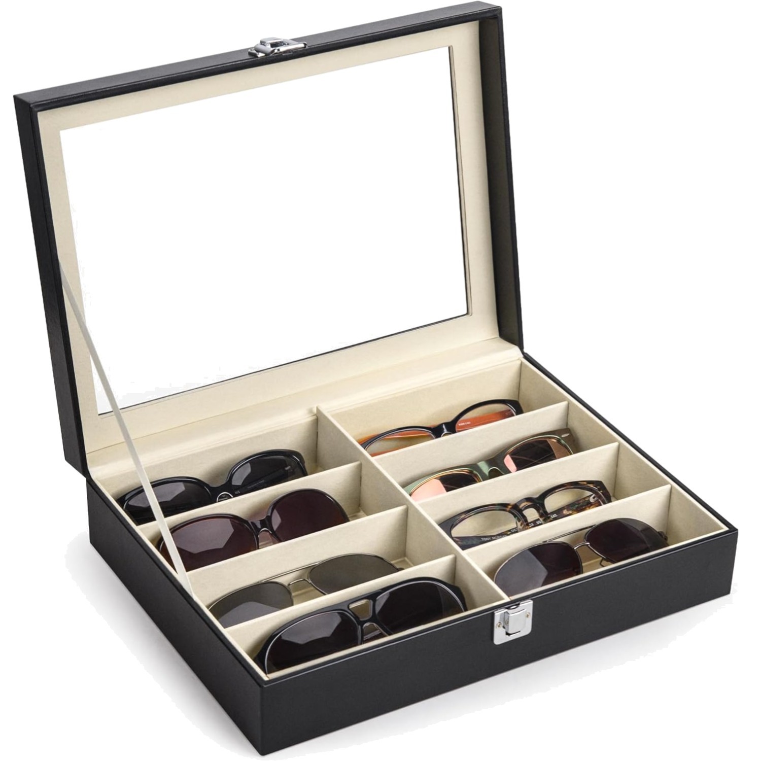 Organiseur solaire 8 compartiments CO-Z boîte de rangement lunettes en cuir