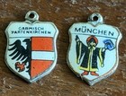 Vintage 800 Silver Garmisch-Partenkirchen & Munchen Enamel Shield Charm Lot — photo 1