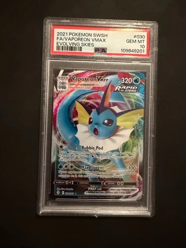 Vaporeon VMAX 030/203 SWSH07: Evolving Skies Holo - PSA 10