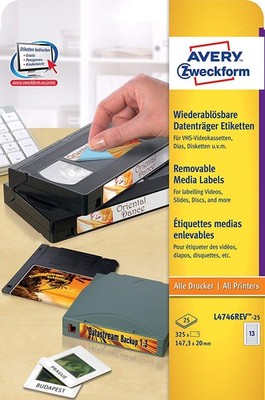 AVERY Zweckform Stick+Lift Etiketten 147,3 x 20 mm weiß 325 Etiketten