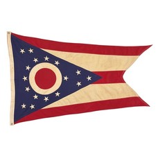 Vintage Cotton Ohio State Flag American Old Sewn Cloth Art Buckeye USA