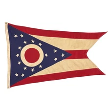 Vintage Cotton Ohio State Flag American Old Sewn Cloth Art Buckeye USA