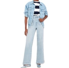 Old Navy Jeans Womens 12 Extra High Rise Sky Hi Wide Leg Light Blue Wash Denim