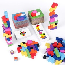 QianShouYan Wooden Block Stacking Games 120Pcs 1-6 Players Ages 4