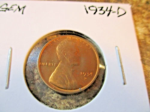 1934-D LINCOLN WHEAT CENT GEM BU RED FROM ORIGINAL ROLL    32