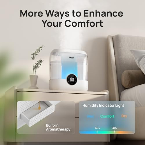 Top Fill Humidifiers for Bedroom, 60H Runtime, 28 dB Quiet Supersized 6L White - Picture 7 of 7