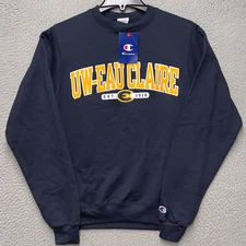 EW-EAU Claire Blugolds Sweatshirt Mens XS Blue Champion Crew Neck Pullover NCAA
