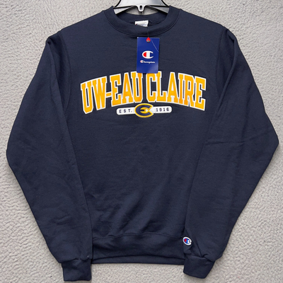 #ad #ad EW EAU Claire Blugolds Sweatshirt Mens XS Blue Champion Crew Neck Pullover NCAA $25.96