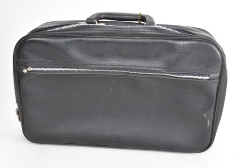 Vintage Bantam Carry On Briefcase Suitcase Luggage Black Vinyl Leather 16x10x4