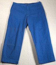 Chaps Men's Chino Pants Flat Front Relaxed Straight Blue 100% Cotton 38x30