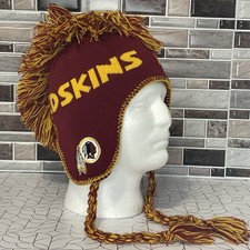 Washington Redskins Mohawk Beanie Toboggan Pom Poms Hat EUC Youth Sz 8-20
