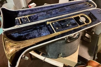 Conn Vintage Trombone & Case SOLD AS IS RUFF playable 1970s model 16-H #GD571455