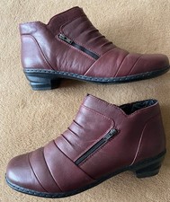 "Reflexan" Absatz-Schuhe Stiefeletten weinrot/schwarz 39 bequem echtes Leder