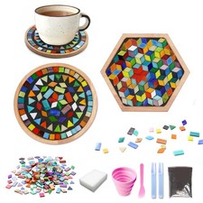 DIY Mosaic Tiles Crafts Kits for Adults, Mixed Stained Glass Mosaic Kit with ...