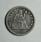 1861 SEATED LIBERTY SILVER QUARTER 25C XF