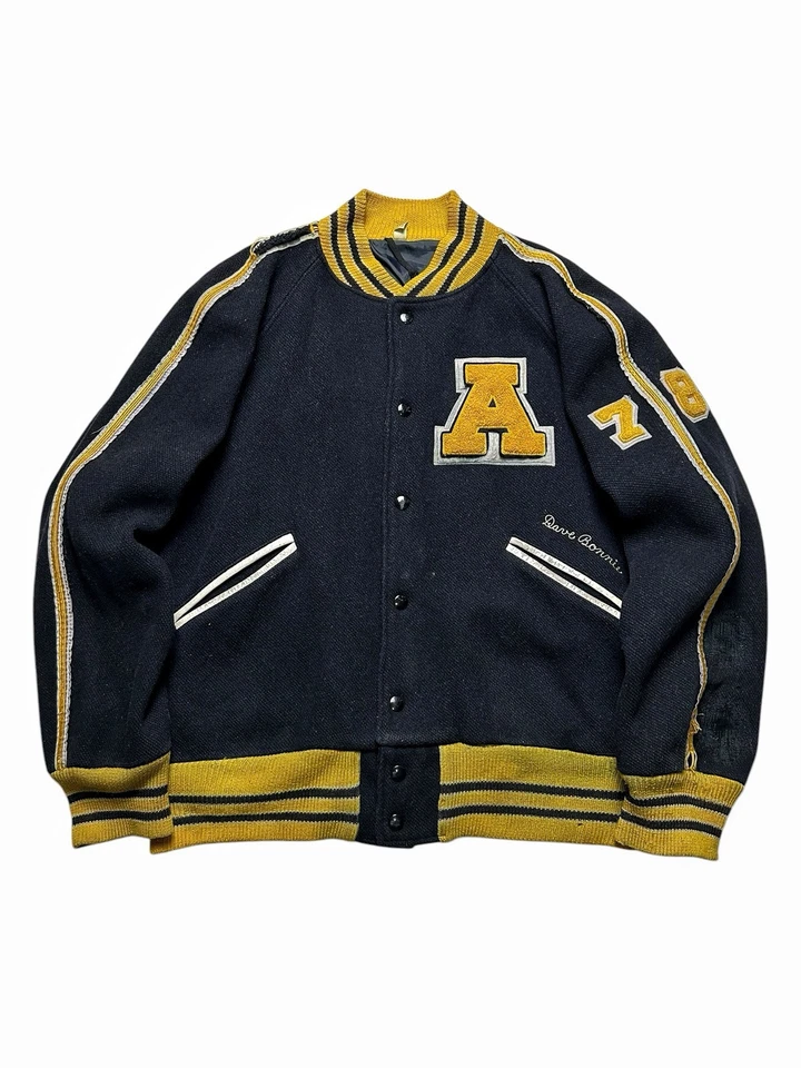 Verdadeiro Vintage Anos 60 Roupa Esportiva Letterman Lã Varsity Alfaiate MASWIN Agler Davidson - Imagem 3 de 4