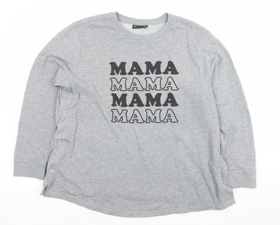 Asos Damen graues MAMA Sweatshirt Größe 14 Baumwollmischung Pullover