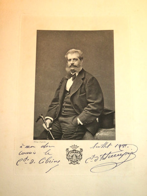 SELTENE FOTOGRAVUR PORTRÄT SIGN MARQUIS d'ESTAMPES WIDMUNG GRAF VON CIBEINS