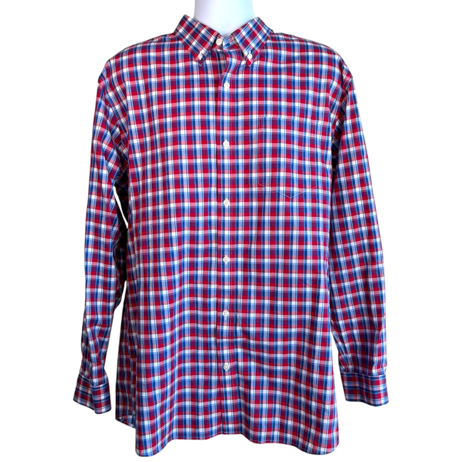 LL Bean Mens Wrinkle-Free Kennebunk Sport Traditional Fit Plaid Shirt Size XL