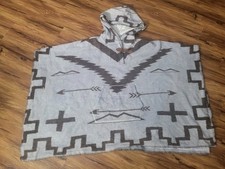 Womens Polo Ralph Lauren Aztec Tribal Poncho, Size M/L Cotton, Acrylic, Hooded
