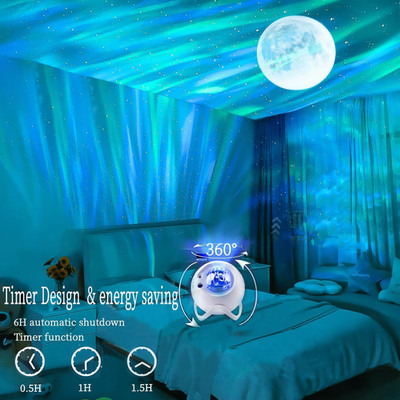Aurora Northern Lights Projector: 60+ Light Effects White Noise Stars Sky Moo...