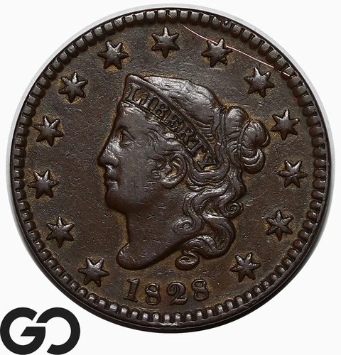 Photo of a 1828-P Large Cent from an eBay listing that sold on Jul 22, 2026