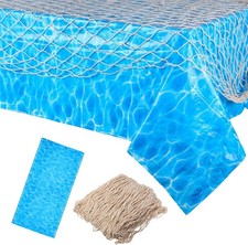 2 Pcs Fish Net Decorative Tablecloth Set Cotton Fishnet Plastic Table Cover