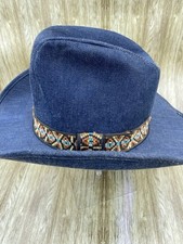 Vintage Denim Cowboy Hat Small Southwest Band Western Blue Jean Rodeo USA Union