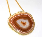 Massive Botswana Agate Golden Plated Necklace 18" Holiday jewelry Trendy GW