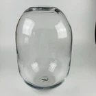 Vtg BLENKO Hand Blown Clear Glass 12” Pill Vase Fishbowl Terrarium Foil Label