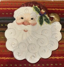 Fitz And Floyd Essentials Santa Cookie Decorative Plate Textured