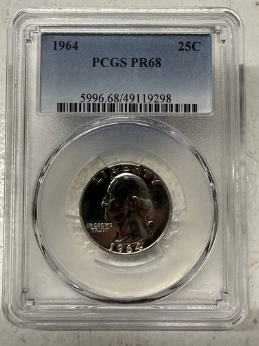 1964 Washington Silver Proof Quarter PCGS PR68! 90% Silver