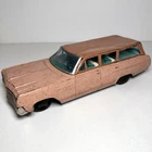 Vintage 1960's Japan Tin Friction Drive Buick Estate Station Wagon Bandai Pink