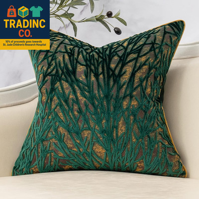 Green Twigs Throw Pillow Cover Branches Velvet Cushion Case Neutral Pillowcase f