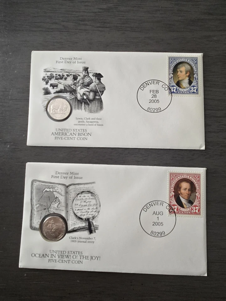2005 Lewis & Clark Commemorative Nickel Set First Day Covers Denver Mint COA - Image 2 of 4